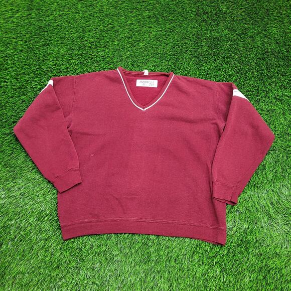 Vintage 80s MOD Sweater Womens Large 21x22 Burgundy - Picture 1 of 13